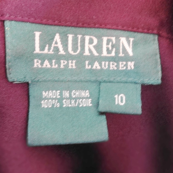 LAUREN RALPH LAUREN Purple Silk Button Shirt 10 - Picture 8 of 8